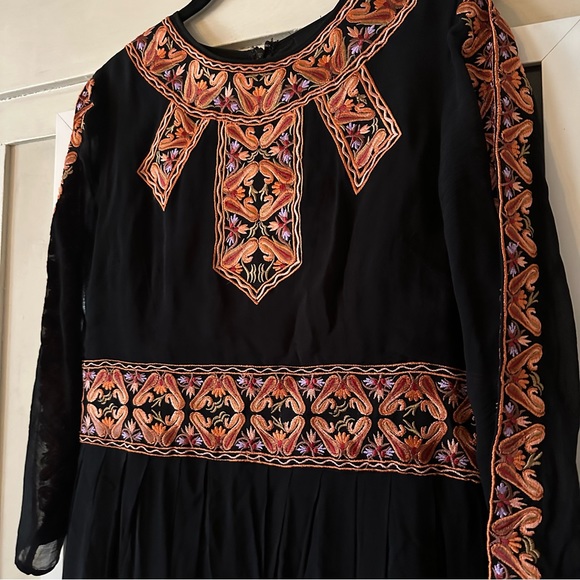 Embroidered Midi Dress with Sheer Sleeves from Asos size 8 - Picture 2 of 5